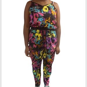 8 Of Hearts Floral long  spaghetti strap jumpsuit size medium